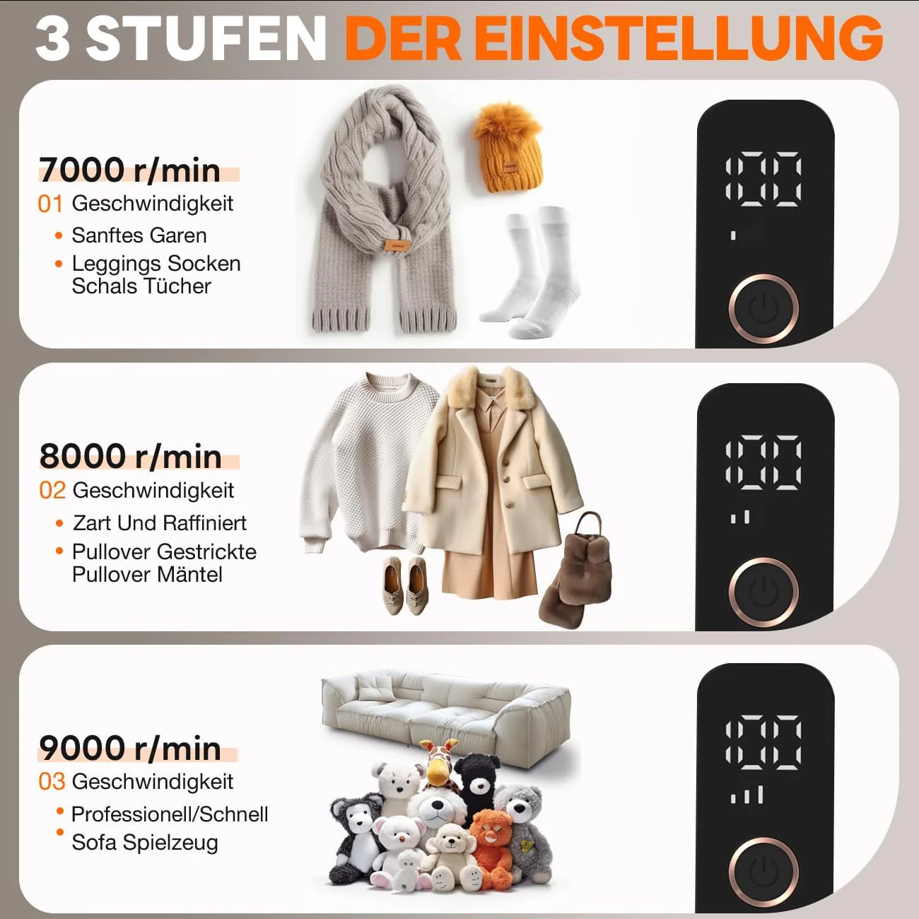 Ziitty Fusselrasierer Elektrisch, Fusselentferner für 3 Einstellbaren Leistungsstufen, 6-Klingen-Kopf Fusselfräse für Verschiedene Stoffe Komplettset mit Type-C-Ladekabel und Reinigungsbürste(Schwarz) - Image 10