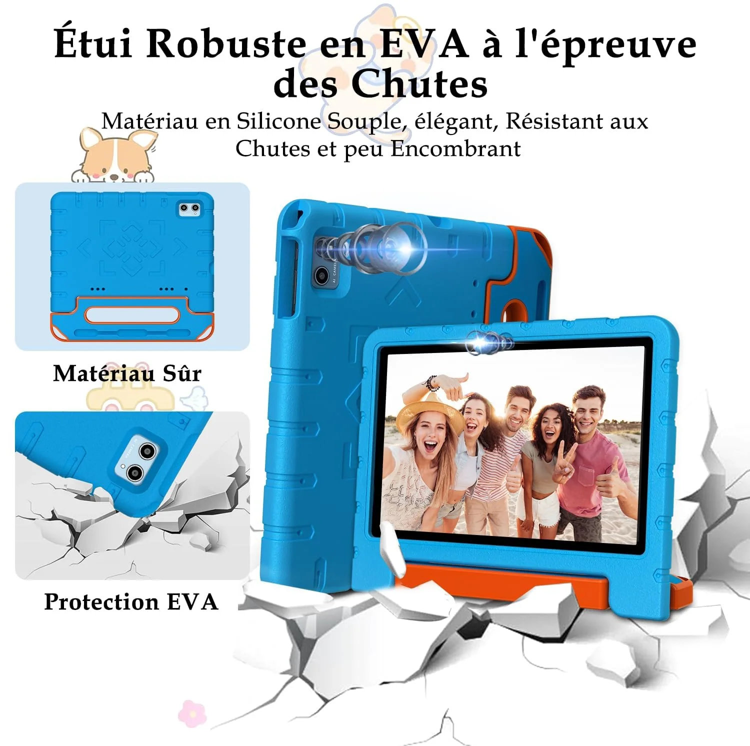 ZIOVO Tablet 10 Zoll Android mit 20GB RAM+128GB ROM(TF 1TB), 5G WiFi 6, Octa-Core, Widevine L1, Face ID, 1280 * 800, 6000mAh, Bluetooth 5.0, GMS Certified Tablet mit Eva Case - Blau - Image 2