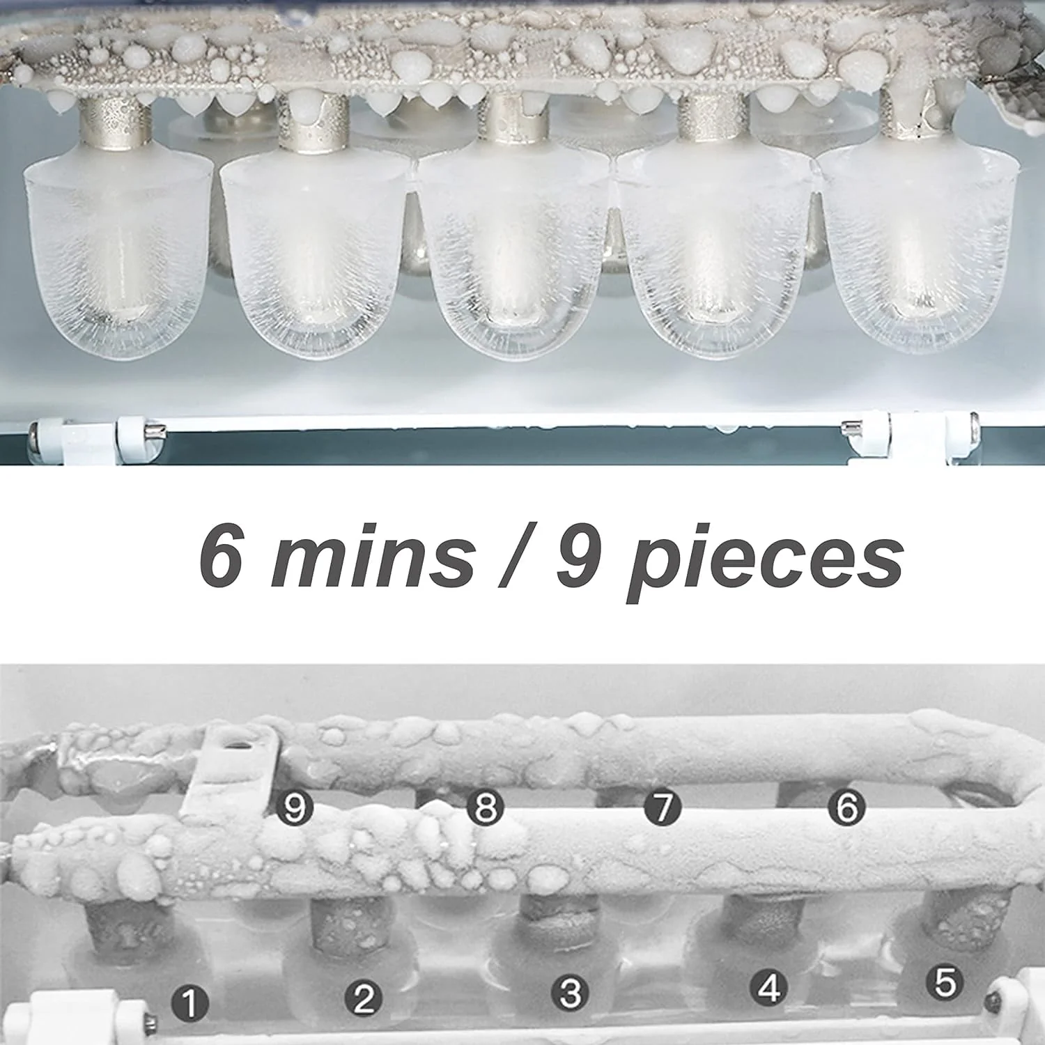 Zlinke Eiswürfelmaschine 9 Würfel in 6 Minuten, 12KG/24h,2 Eiswürfel Größen für Küche, Büro, Bar und Party, Schwarz - Image 3