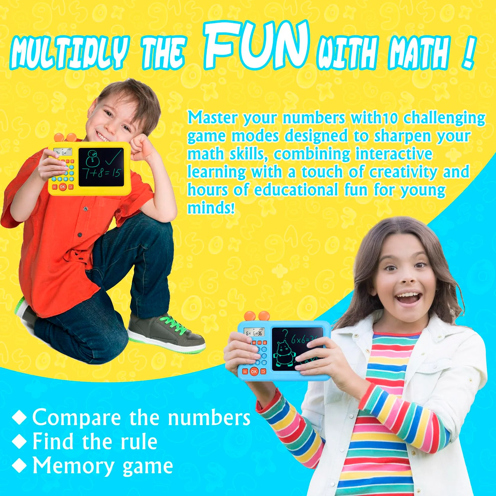 ZNZ Mathe-Rechner für Kinder, Elektronisches Math Rechentrainer Spielzeug mit Skizzenblock, Taschenrechner-Geschenke für Kinder im Alter von 4–13 Jungen und Mädchen, Berechnung und Logik - Image 5