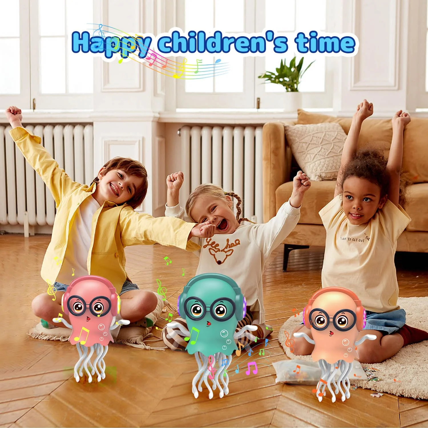 Zonopy Tanzendes Quallen-Baby Spielzeug, Elektrisches Kriechendes Quallen-Spielzeug, Krabbelspielzeug mit Licht & Sound– Interaktives Tummy Time Toys für Junge Mädchen Geburtstagsgeschenk - Image 3