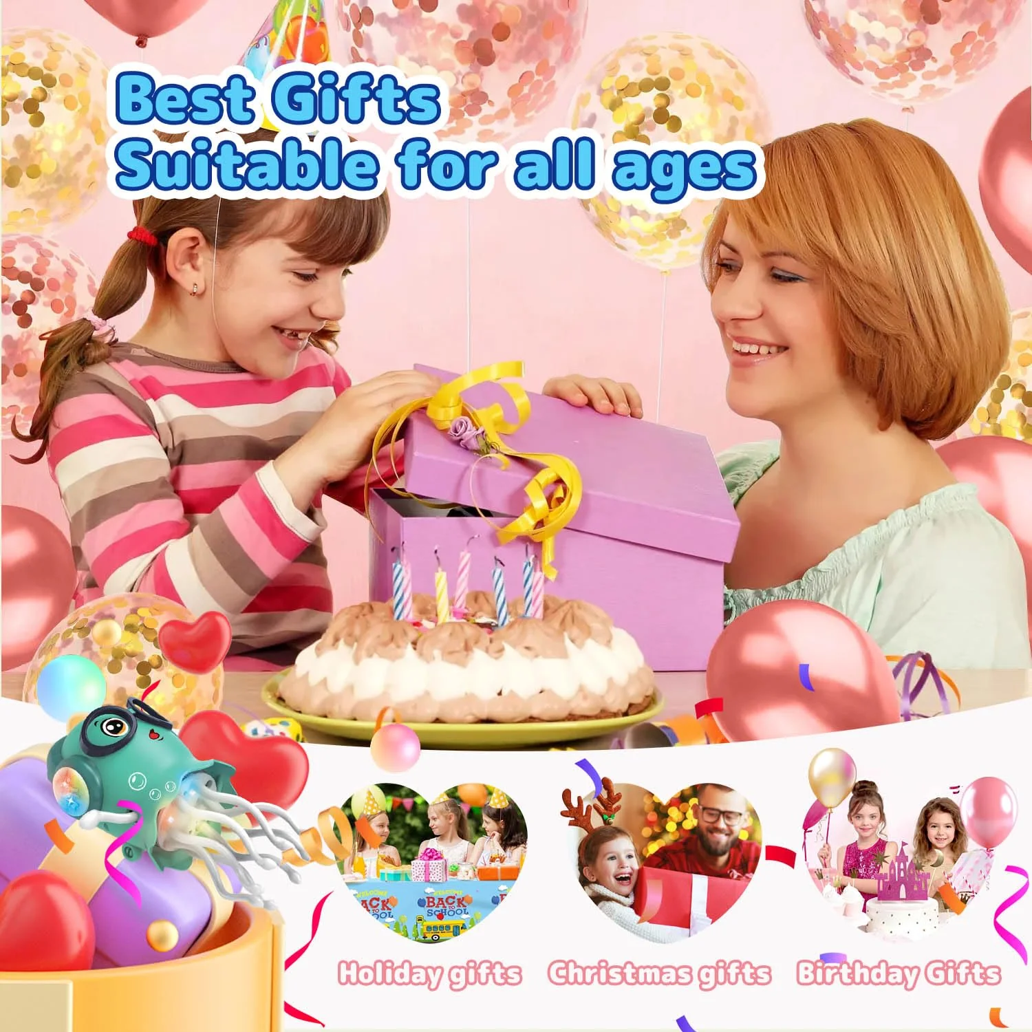 Zonopy Tanzendes Quallen-Baby Spielzeug, Elektrisches Kriechendes Quallen-Spielzeug, Krabbelspielzeug mit Licht & Sound– Interaktives Tummy Time Toys für Junge Mädchen Geburtstagsgeschenk - Image 4