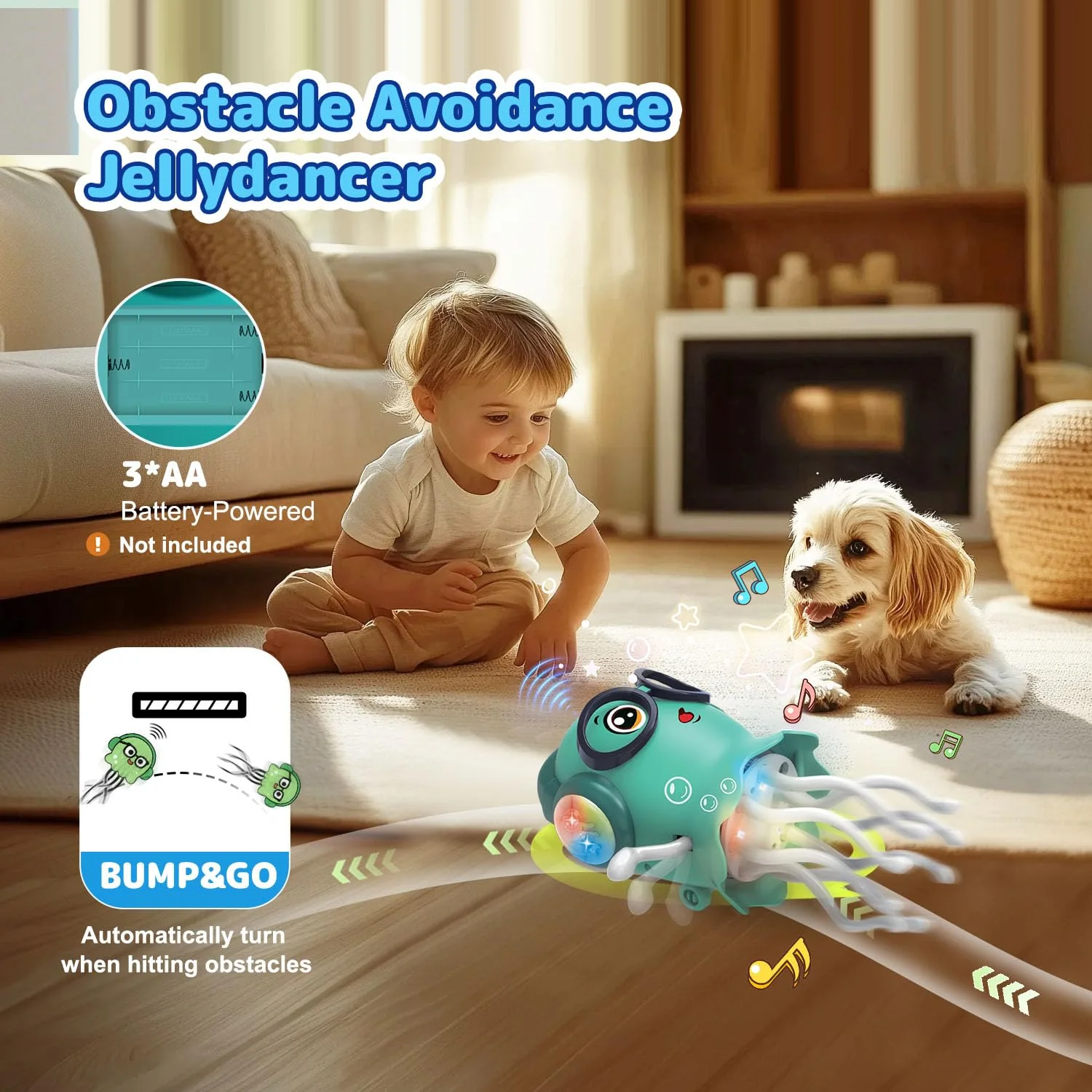 Zonopy Tanzendes Quallen-Baby Spielzeug, Elektrisches Kriechendes Quallen-Spielzeug, Krabbelspielzeug mit Licht & Sound– Interaktives Tummy Time Toys für Junge Mädchen Geburtstagsgeschenk - Image 7
