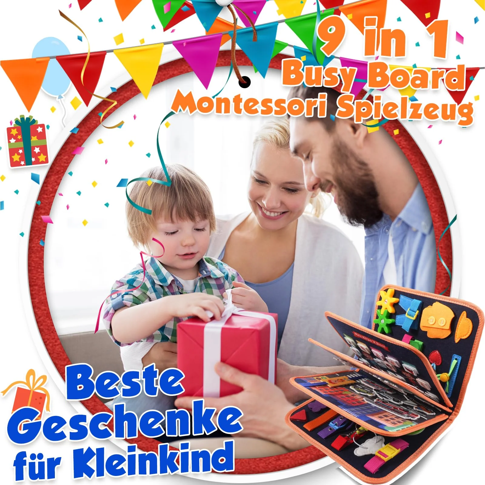 ZOOI Busy Board Montessori Spielzeug ab 1 Jahr, Busy Book Quiet Book Kinderspielzeug ab 1 2 3 4 Jahre, Baby Geschenk Spielzeug ab 2 3 4 Jahre, Adventskalender Füllung Kinder - Image 6