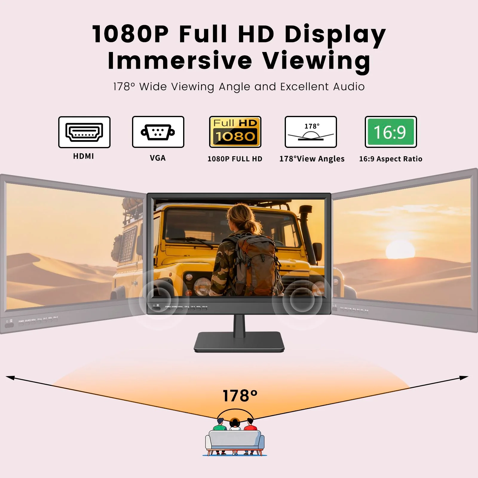 ZOSHING 17-Zoll-Fernseher,Kleiner Smart TV mit HDMI-Eingang,Integriertem Digital-Tuner/USB-Anschluss,Wandhalterung für Schlafzimmer,Küche,Wohnmobil–inklusive Fernbedienung(schwarz) - Image 8