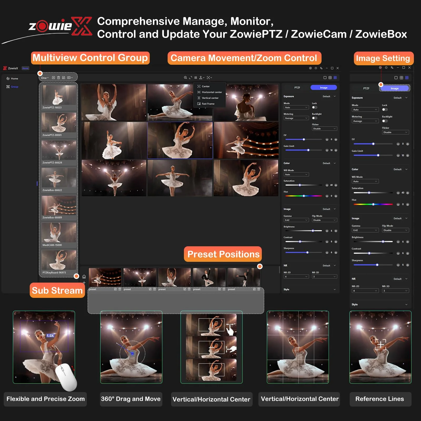 zowietek 4K NDI|HX3 PTZ Kamera PoE, 18X optischer Zoom, Simultane HDMI & SDI Ausgänge, RTSP/RTMP(s)/SRT, Standalone IP Live Streaming auf YouTube, Twitch für Meeting, Kirche, Event, - Image 8