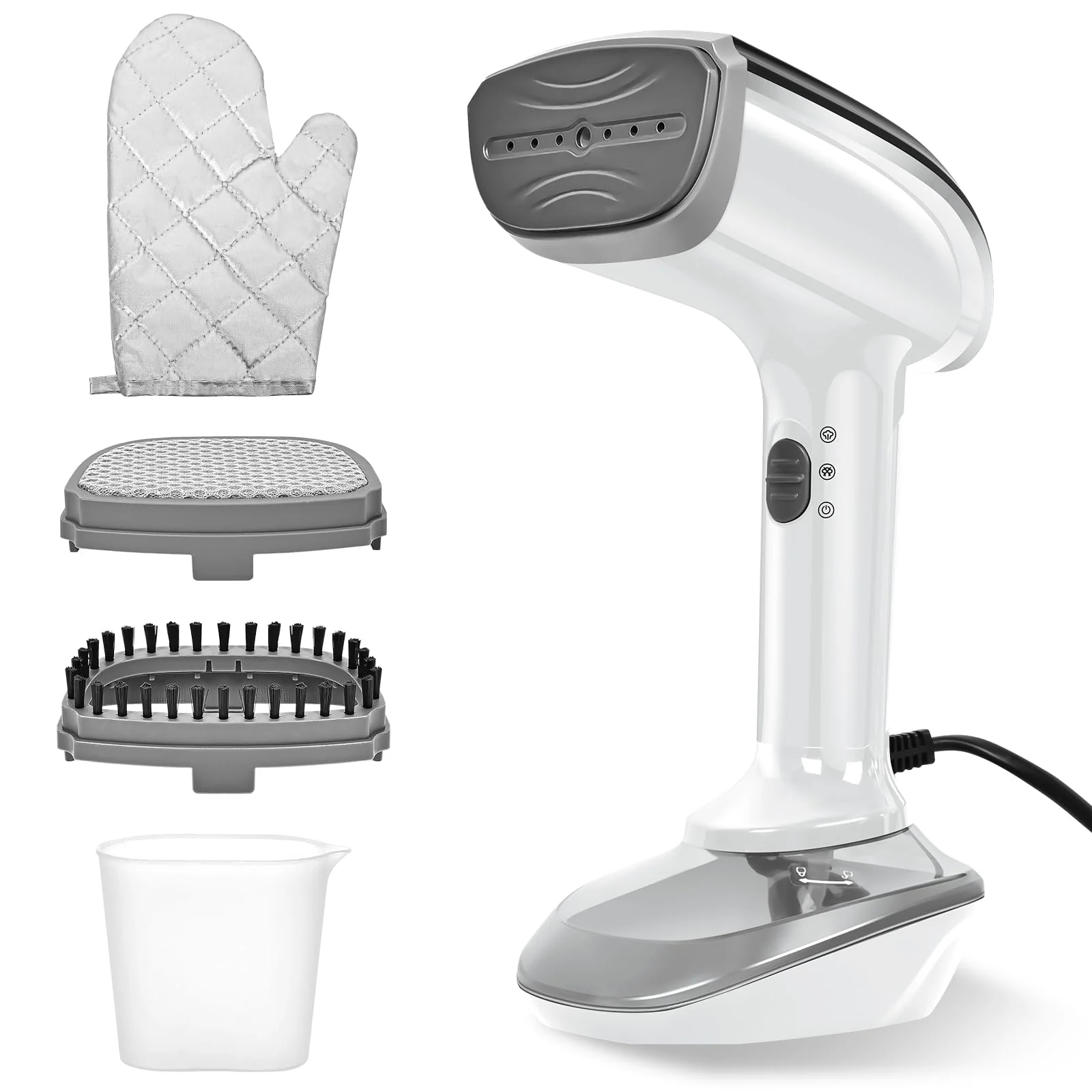 ZStarlite Steamer Dampfglätter - 1800W mit Schneller Keramischer Aufheizplatte, 25G/min Dampf, 2-in-1 Kleidung Dampfbügeleisen, mit 300ml Tank, Dampfbürste & Bügelhandschuh für Büro, Zuhause- Weiß - Image 5