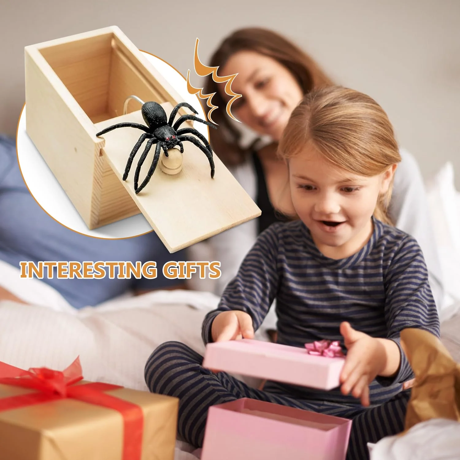 ZTBFHLZQ 2PCS Spinne In Box,Spinne Streich Box,Holz Streich Spinne,Spinnen Prank Box Holz Prank Spider Scare Box Streich Spinne Scare Box, für Kinder Erwachsene Halloween Party Favors Gifts - Image 2