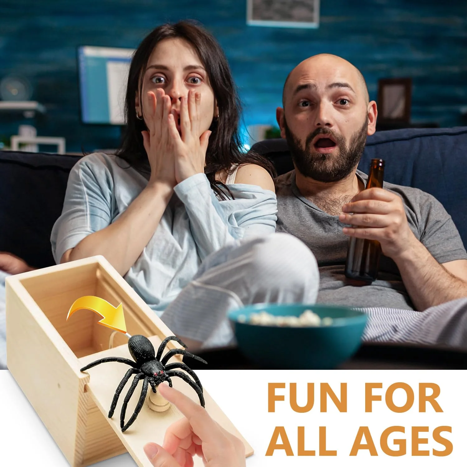 ZTBFHLZQ 2PCS Spinne In Box,Spinne Streich Box,Holz Streich Spinne,Spinnen Prank Box Holz Prank Spider Scare Box Streich Spinne Scare Box, für Kinder Erwachsene Halloween Party Favors Gifts - Image 4