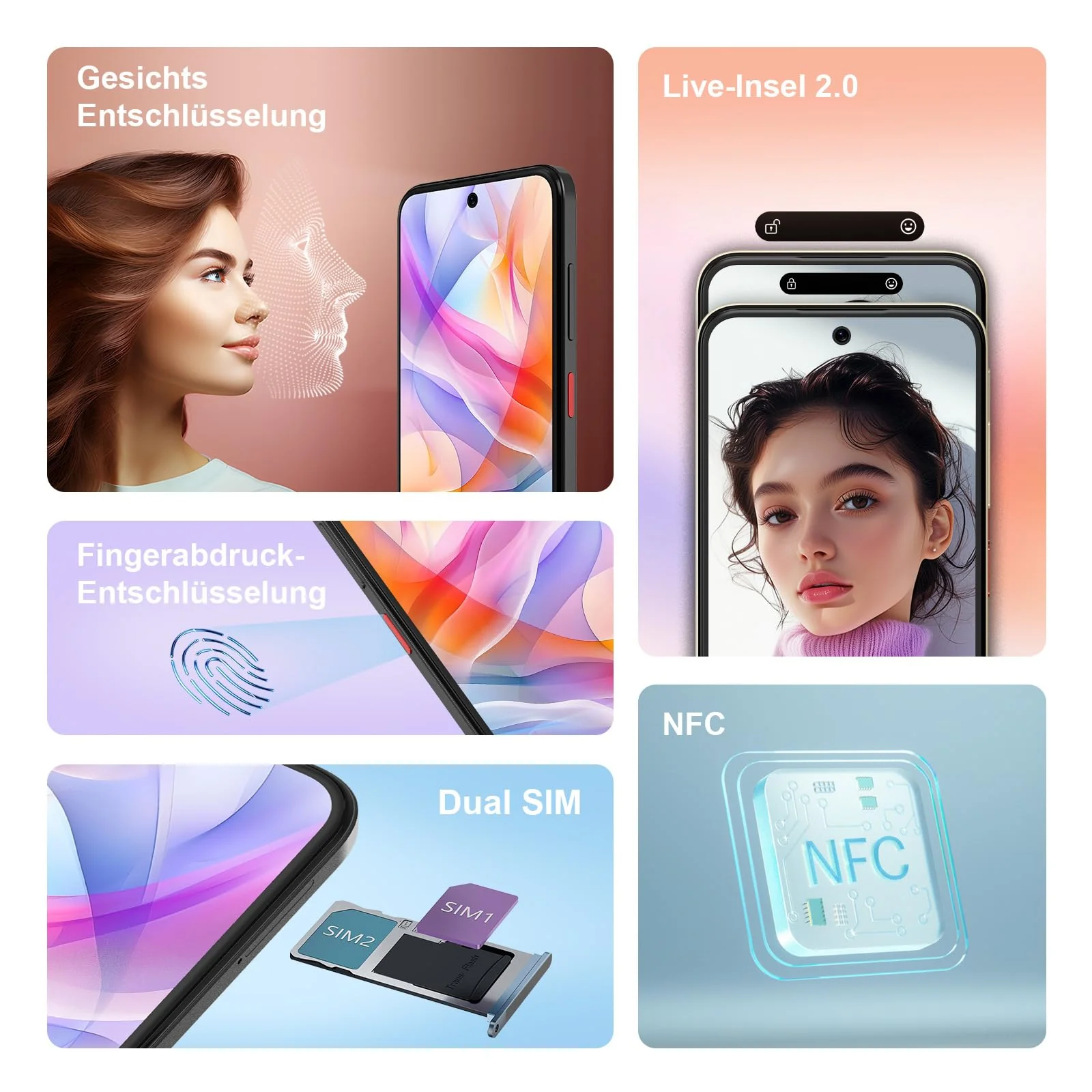 ZTE Blade V70 Vita Smartphone, 6,7" FHD+ Display (120Hz), 50MP Hauptkamera, 5000mAh Akku, 4GB RAM + 256GB Speicher, Handy ohne Vertrag, Android 14, Dual SIM, Grau - Image 2
