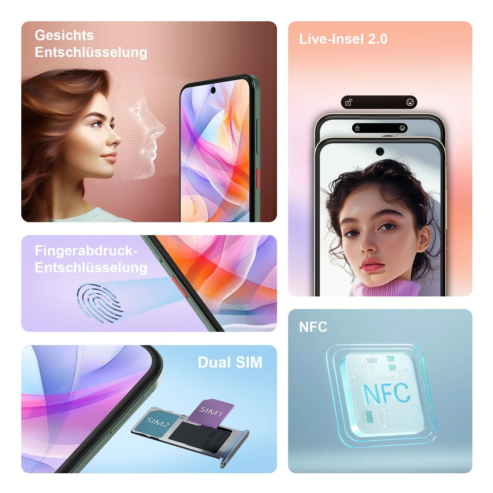 ZTE Blade V70 Vita Smartphone, 6,7"FHD+ Display (120Hz), 50MP Hauptkamera, 5000mAh Akku, 4GB RAM + 256GB Speicher, Handy ohne Vertrag, Android 14, Dual SIM, Grün - Image 2