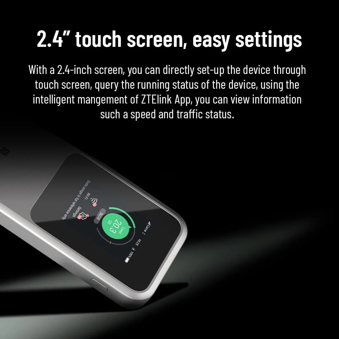 ZTE MU5120 – der leistungsstärkste tragbare 5G-WLAN-Hotspot, riesiger 10000-mAh-Akku, 18 W Reverse Charge, NFC, 2,4-Zoll-Touchscreen, verbindet 64 Geräte – SIM-Slot entsperrt - Image 3