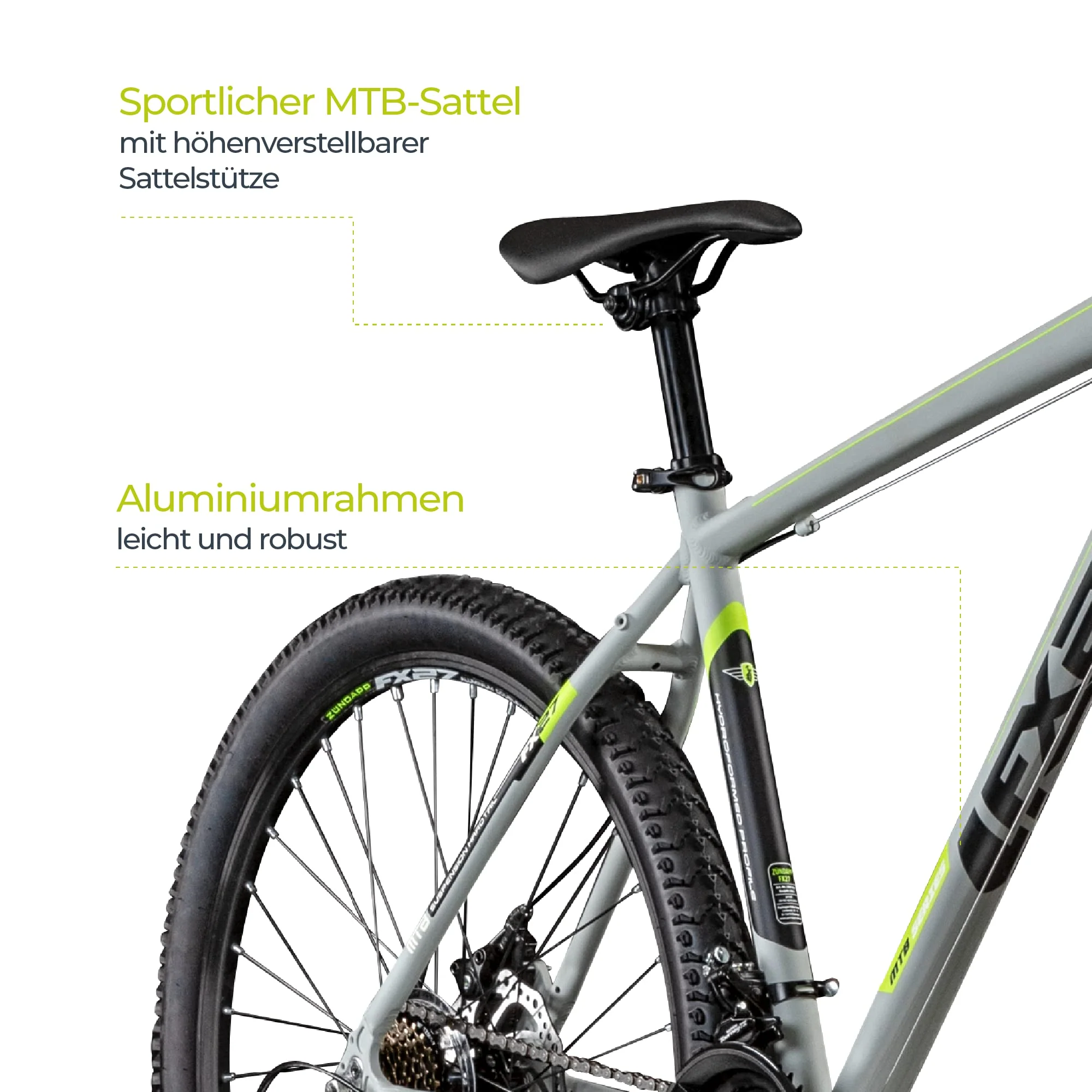 ZÜNDAPP Mountainbike 650B Hardtail MTB 27,5 Zoll FX27 Fahrrad 21 Gänge Shimano (grau, 48 cm) - Image 5