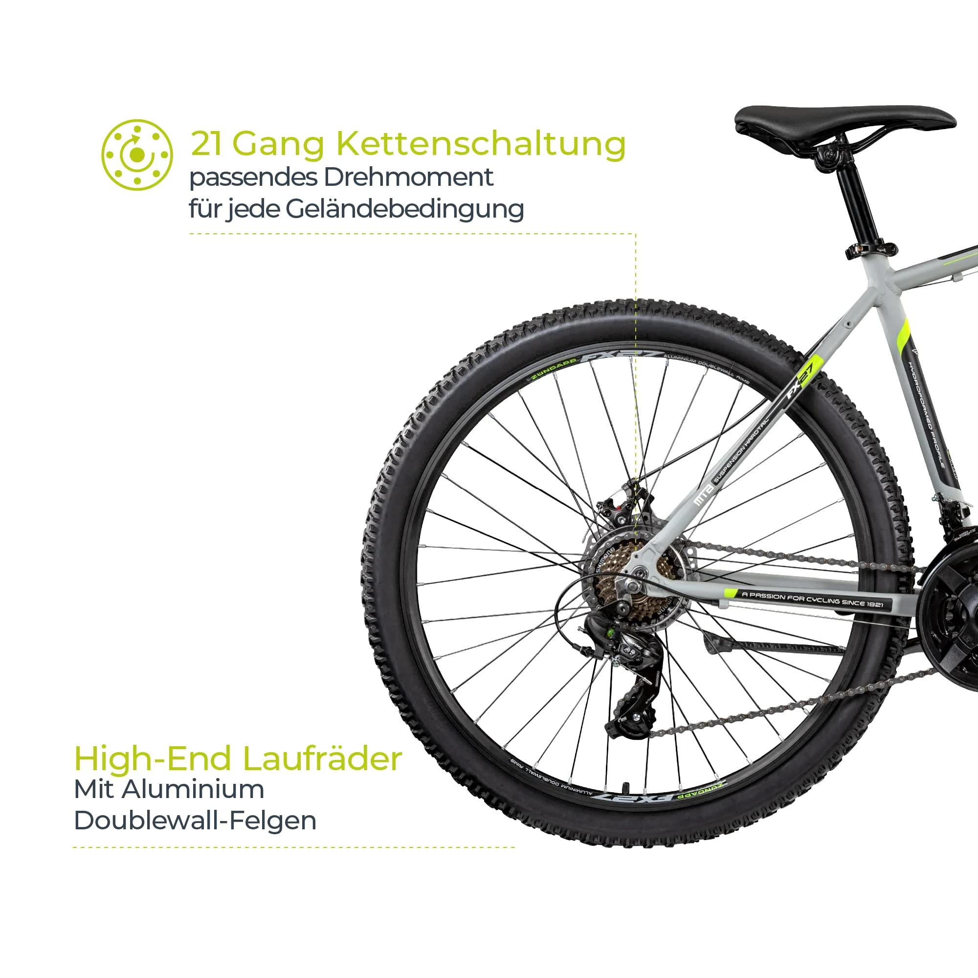 ZÜNDAPP Mountainbike 650B Hardtail MTB 27,5 Zoll FX27 Fahrrad 21 Gänge Shimano (grau, 48 cm) - Image 6