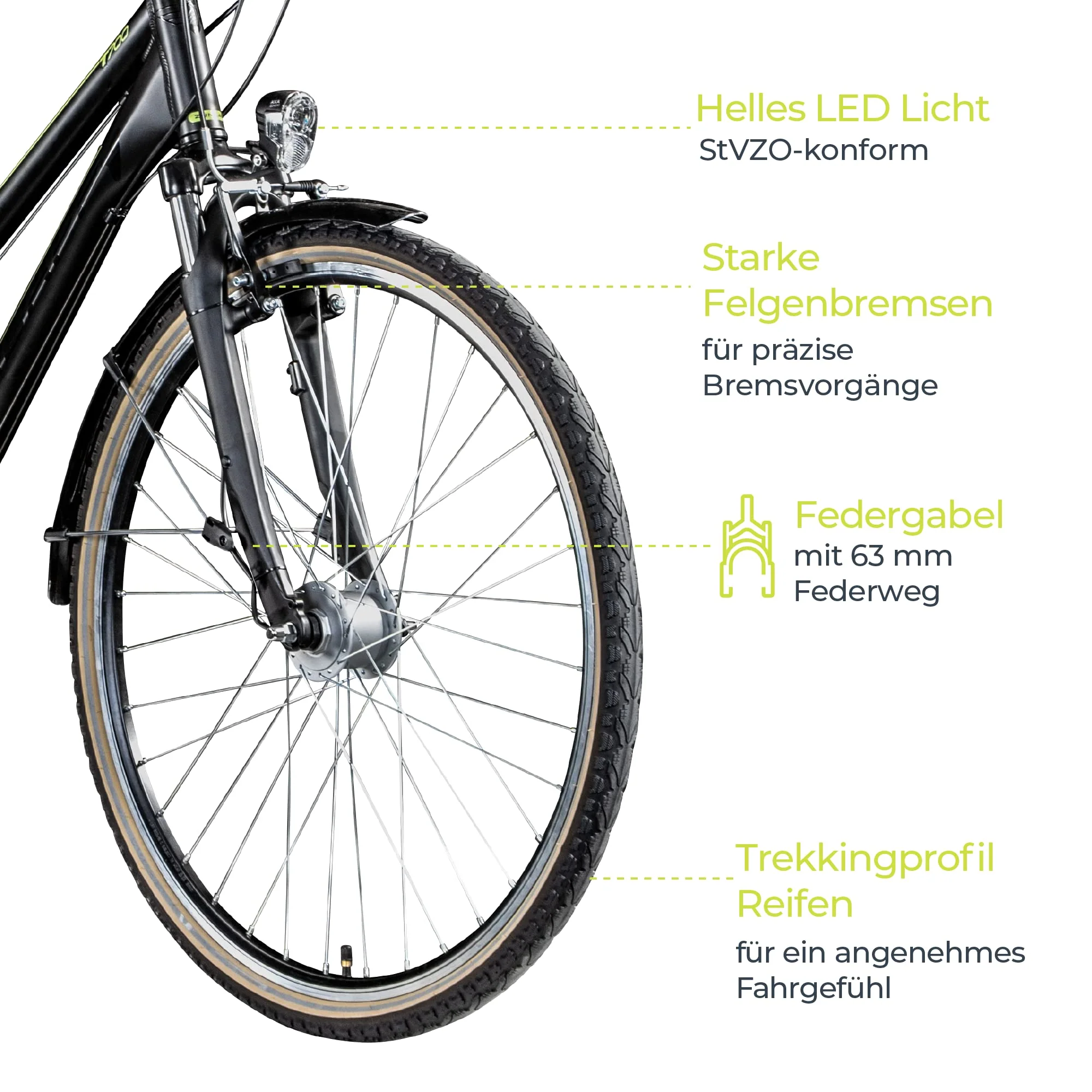 ZÜNDAPP T700 700c Trekkingrad Damen Fahrrad Trekking 28 Zoll Trekkingfahrrad StVZO (schwarz, 45 cm) - Image 5