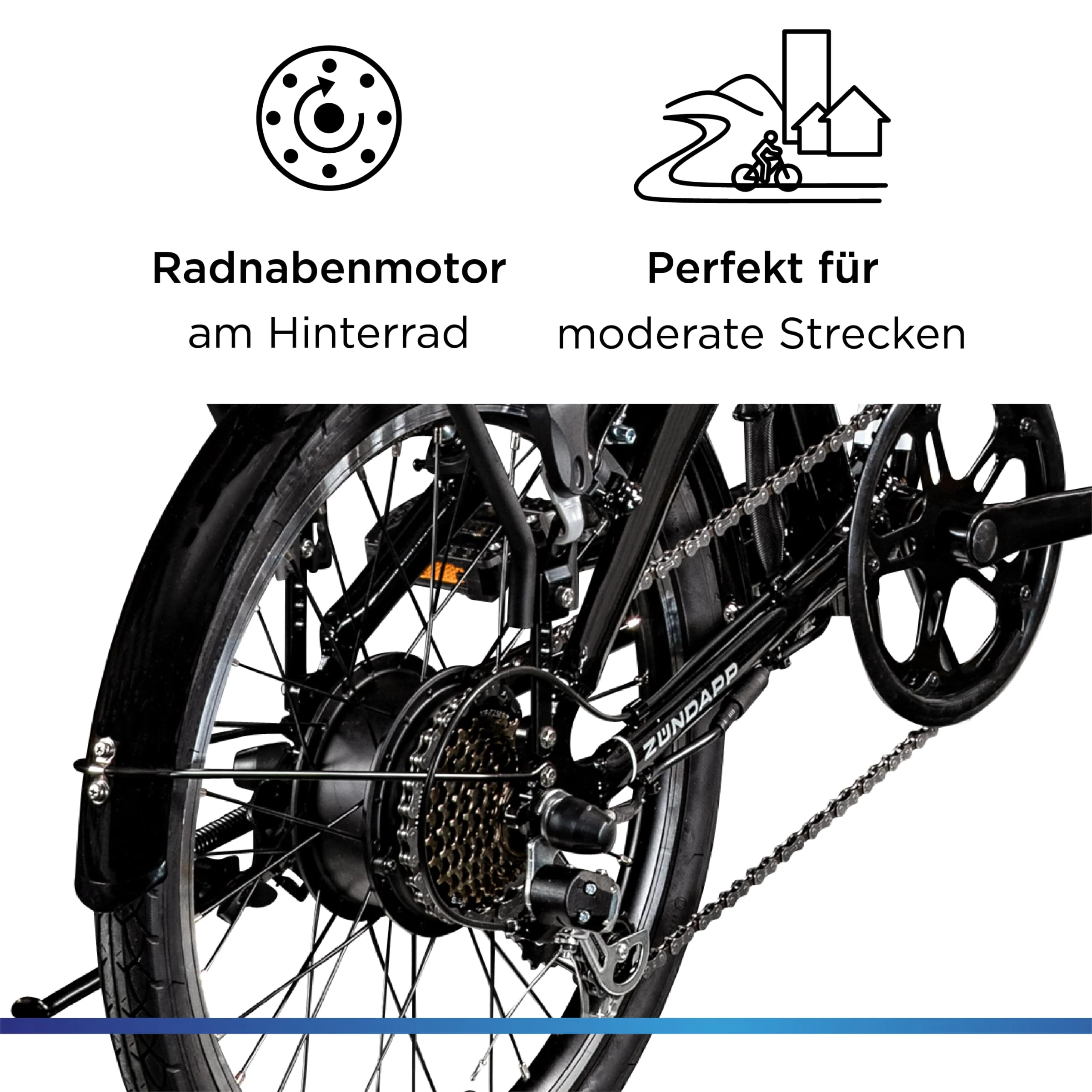 ZÜNDAPP Z120 20 Zoll E Bike Faltrad Damen Herren Elektrofahrrad klappbar Fahrrad Elektro Klapprad Ebike Pedelec E-Bike Erwachsene Klappfahrrad (schwarz/grau, 28 cm) - Image 5