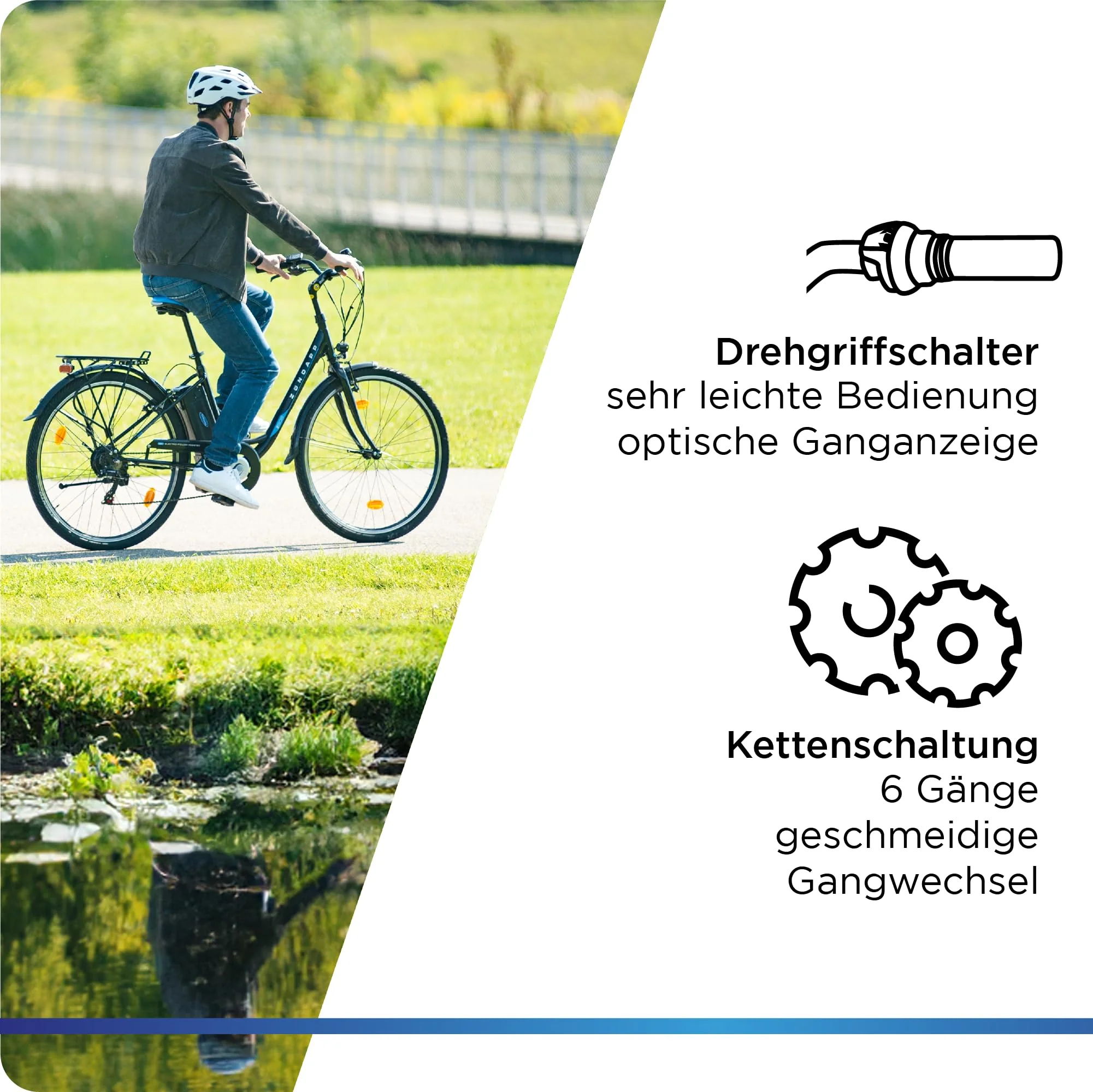 ZÜNDAPP Z505 City E-Bike Damen 26 Zoll | Citybike mit 6 Gang Schaltung Pedelec | für 150-185 cm | Bike mit StVZO Beleuchtung und Gepäckträger (schwarz, 43 cm) - Image 3