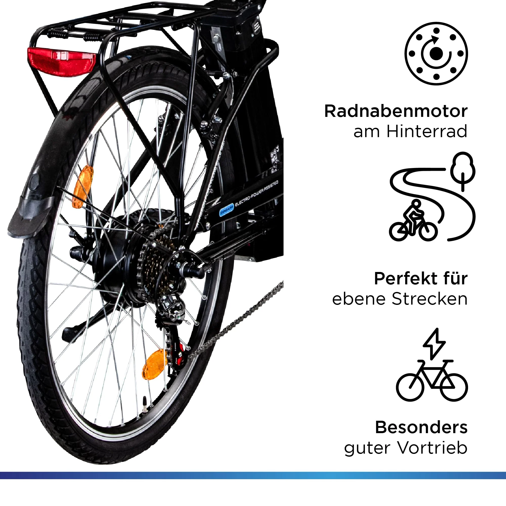 ZÜNDAPP Z505 City E-Bike Damen 26 Zoll | Citybike mit 6 Gang Schaltung Pedelec | für 150-185 cm | Bike mit StVZO Beleuchtung und Gepäckträger (schwarz, 43 cm) - Image 4