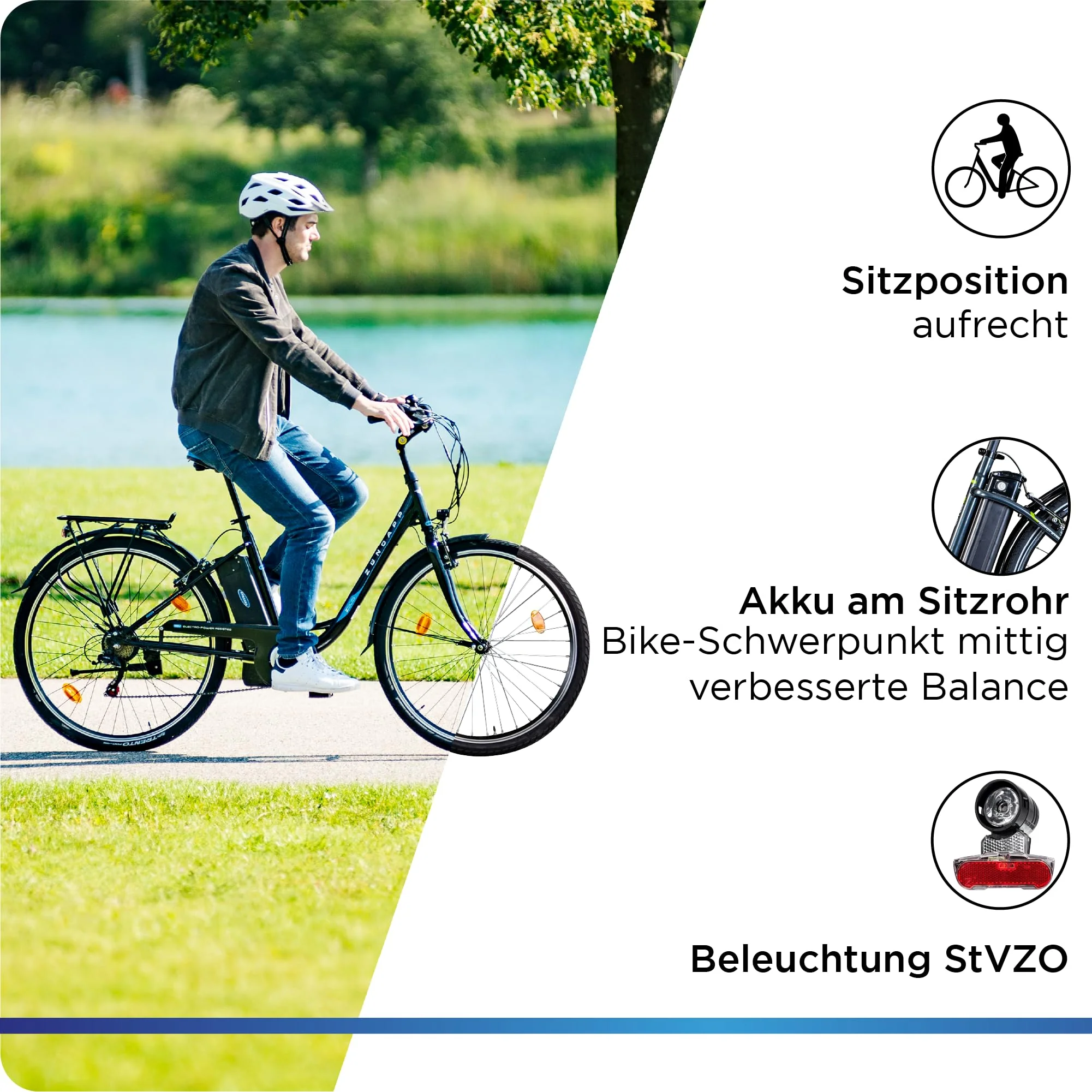 ZÜNDAPP Z505 City E-Bike Damen 26 Zoll | Citybike mit 6 Gang Schaltung Pedelec | für 150-185 cm | Bike mit StVZO Beleuchtung und Gepäckträger (schwarz, 43 cm) - Image 5