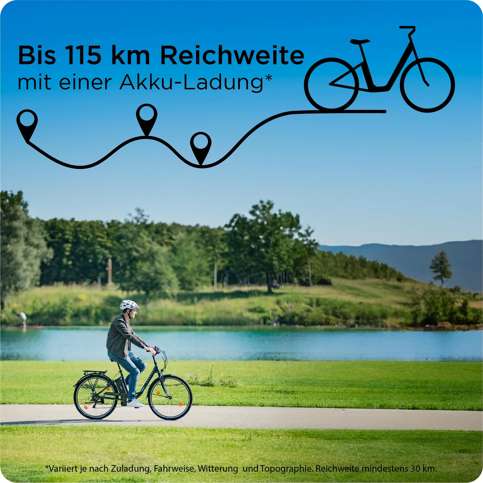 ZÜNDAPP Z505 City E-Bike Damen 26 Zoll | Citybike mit 6 Gang Schaltung Pedelec | für 150-185 cm | Bike mit StVZO Beleuchtung und Gepäckträger (schwarz, 43 cm) - Image 8