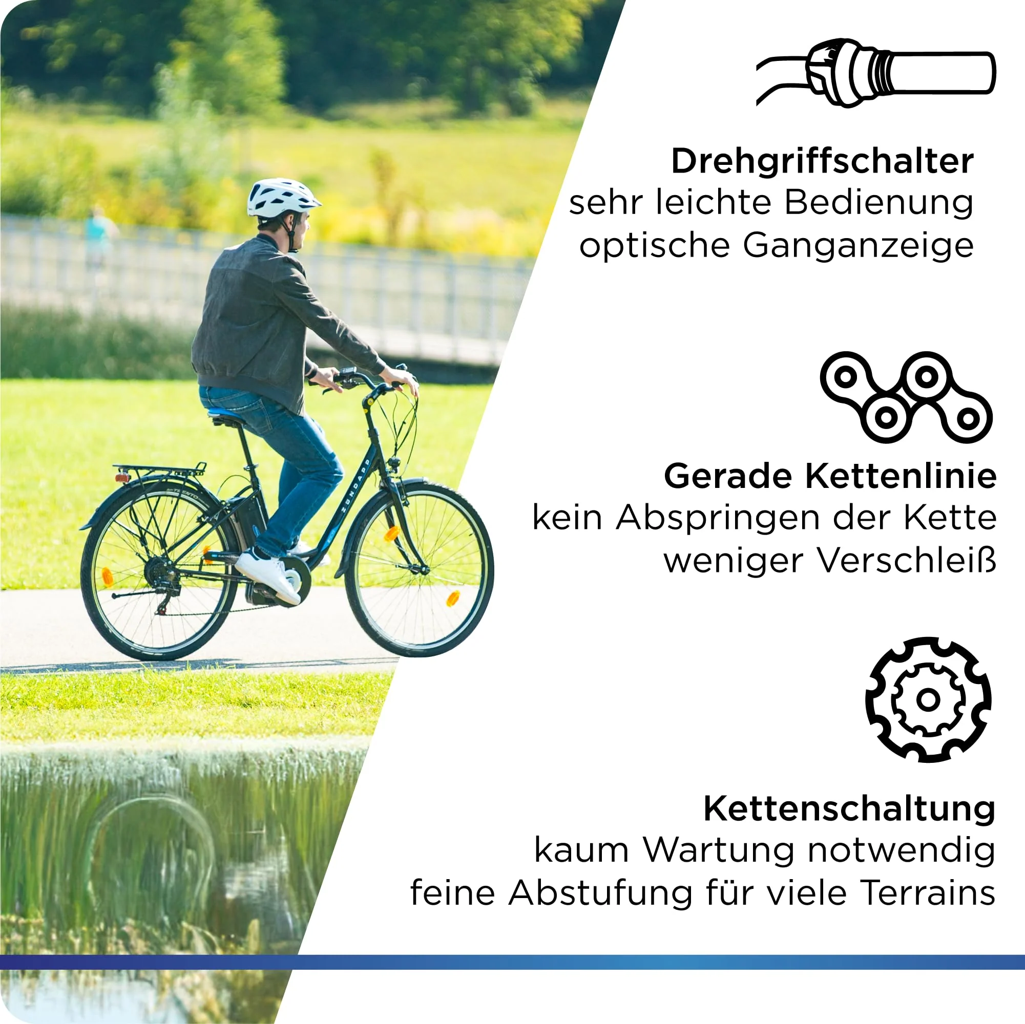 ZÜNDAPP Z505 E Bike Damen 28 Zoll E Damenfahrrad Elektro Fahrräder mit 6 Gängen Fahrrad Ebike Damen City Hollandrad Damenrad Pedelec tiefer Einstieg (schwarz/blau, 48 cm) - Image 3