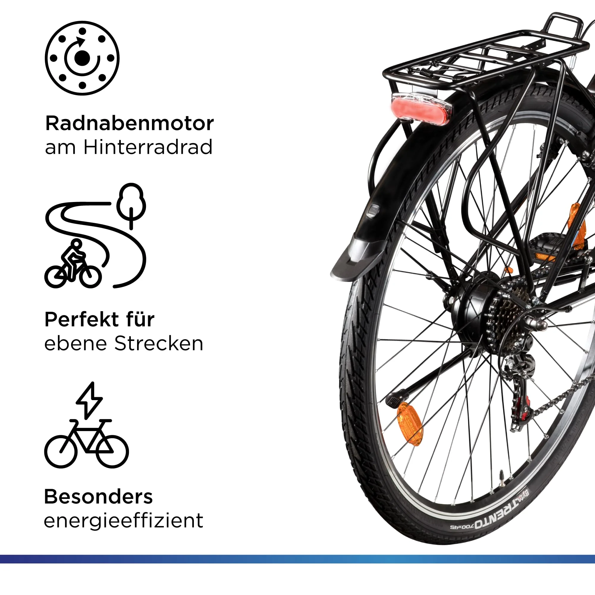 ZÜNDAPP Z505 E Bike Damen 28 Zoll E Damenfahrrad Elektro Fahrräder mit 6 Gängen Fahrrad Ebike Damen City Hollandrad Damenrad Pedelec tiefer Einstieg (schwarz/blau, 48 cm) - Image 4