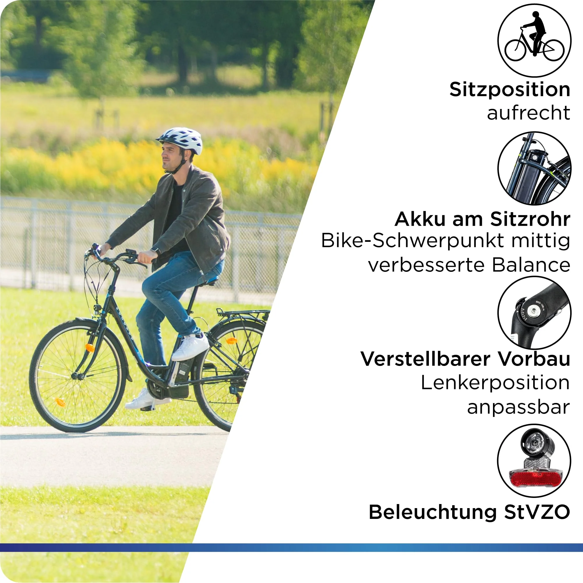 ZÜNDAPP Z505 E Bike Damen 28 Zoll E Damenfahrrad Elektro Fahrräder mit 6 Gängen Fahrrad Ebike Damen City Hollandrad Damenrad Pedelec tiefer Einstieg (schwarz/blau, 48 cm) - Image 5