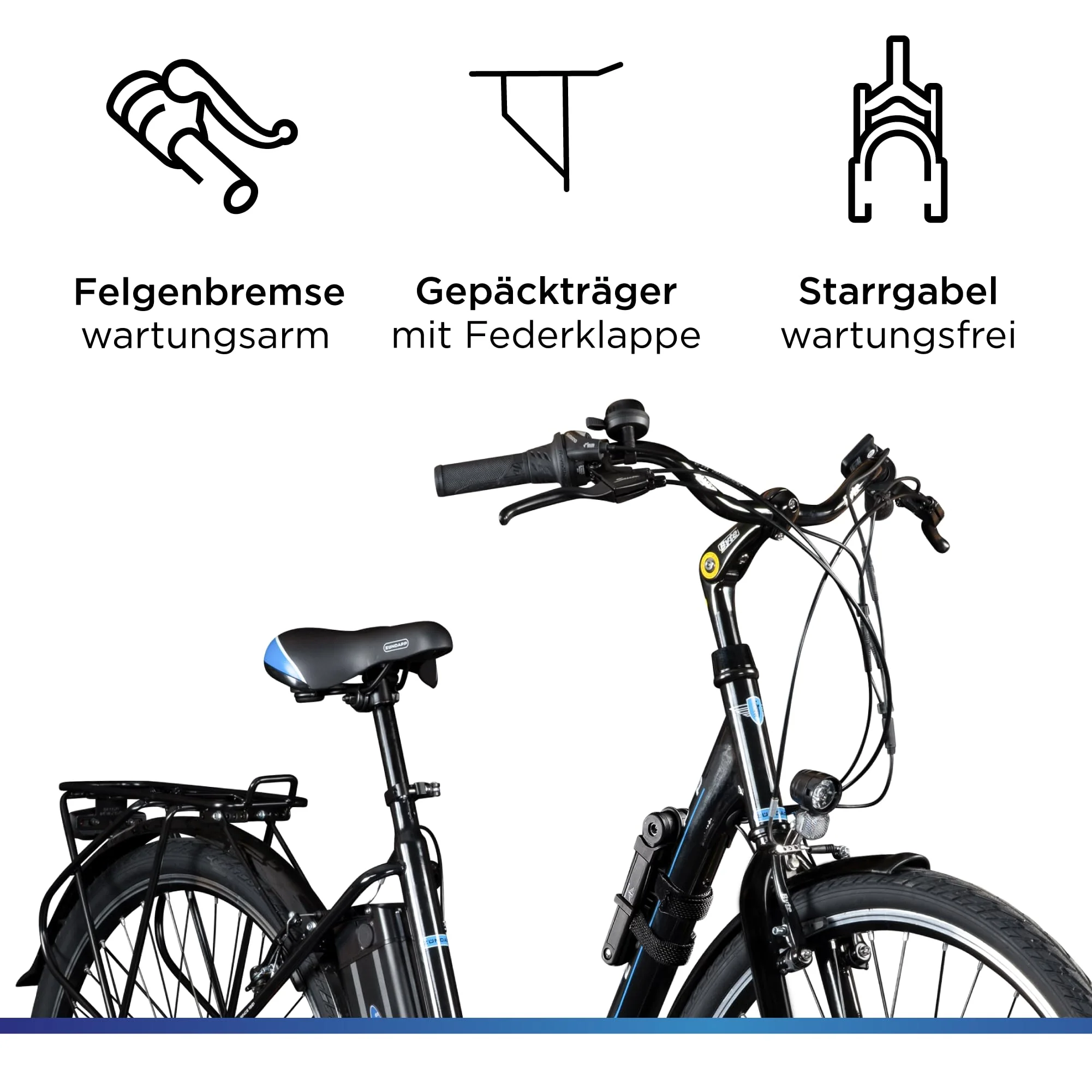 ZÜNDAPP Z505 E Bike Damen 28 Zoll E Damenfahrrad Elektro Fahrräder mit 6 Gängen Fahrrad Ebike Damen City Hollandrad Damenrad Pedelec tiefer Einstieg (schwarz/blau, 48 cm) - Image 6