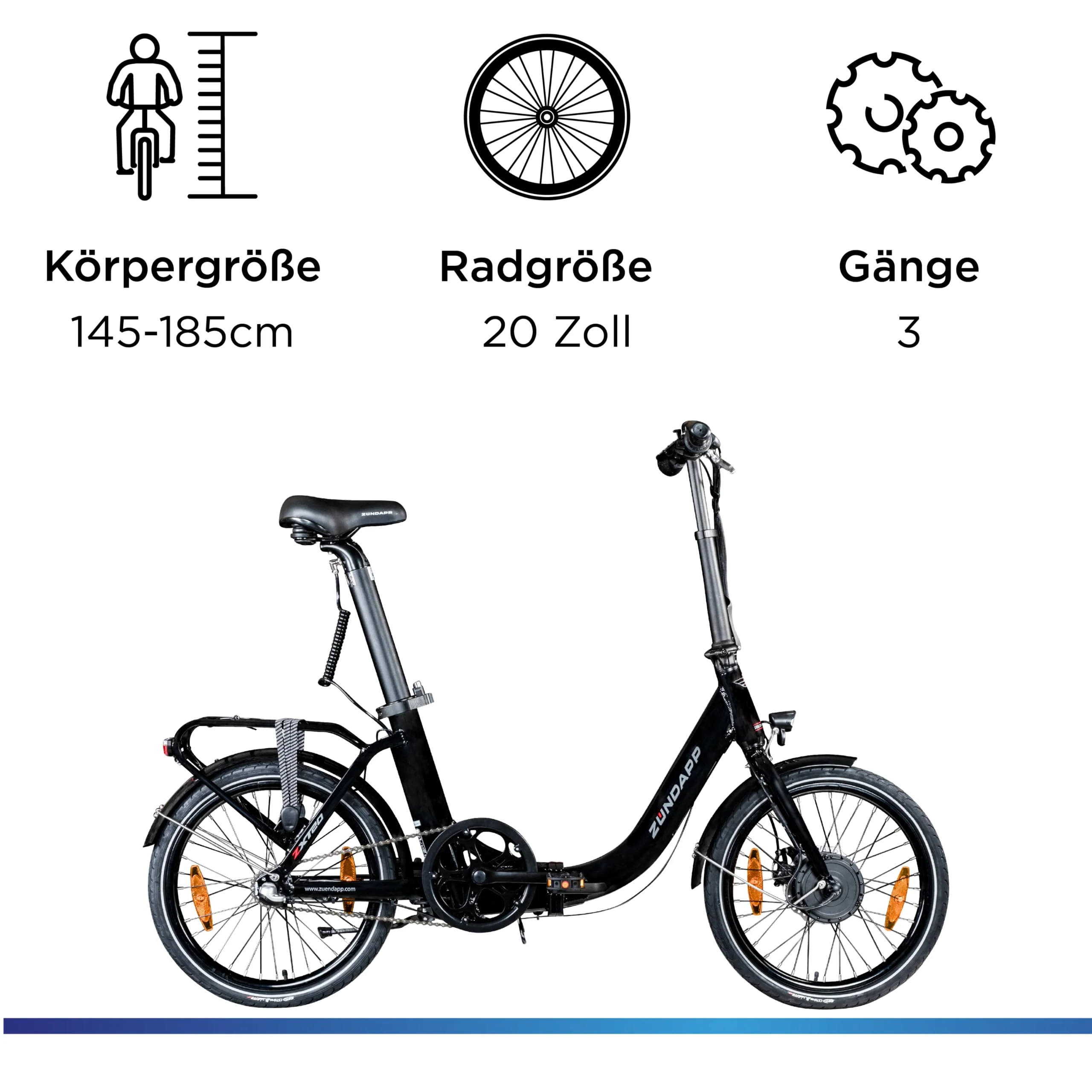 ZÜNDAPP ZXT20 E Bike 20 Zoll Faltrad Damen Herren Klapprad Ebike Elektrofahrrad klappbar E-Bike Fahrrad Elektro mit Nabenmotor Pedelec Unisex Erwachsene (schwarz) - Image 7