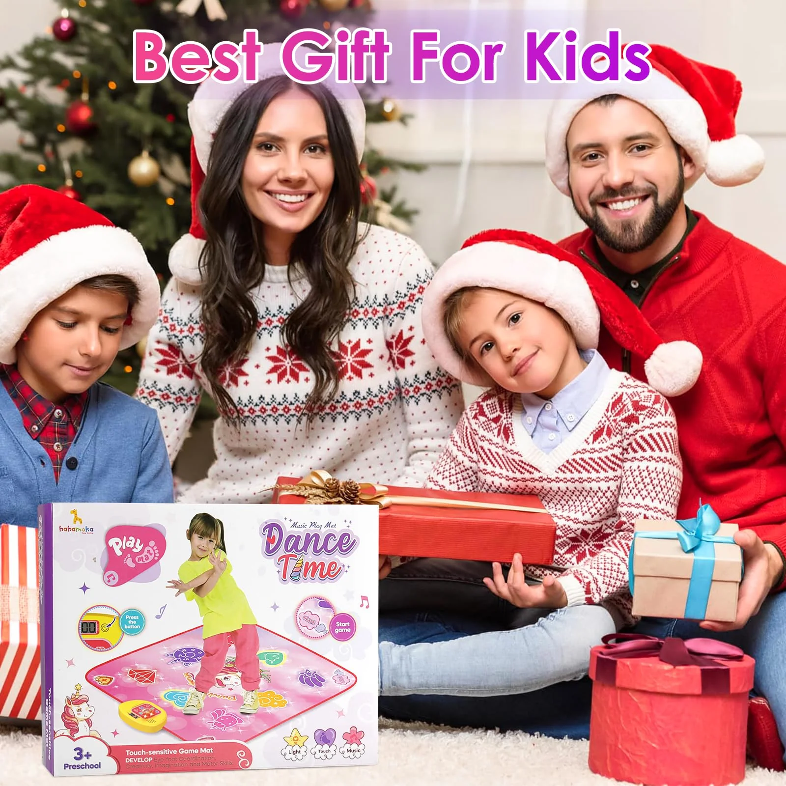 ZWOOS Tanzmatte für Kinder ab 3-12+ Jahre, Beleuchtete Tanzmatte Spielzeug Kinder, Elektronisch Musik Tanzpad Geschenke für Mädchen ab 3 4 5 6 7 8 9 10 11 12 Jahren zu Weihnachten und zum Geburtstag - Image 2