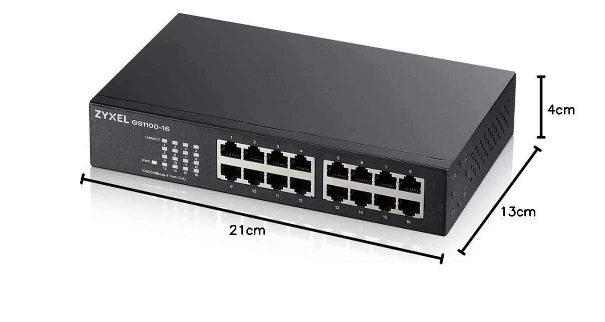 Zyxel 16-Port Gigabit Ethernet Unmanaged Switch - Design ohne Lüfter [GS1100-16v3] - Image 2