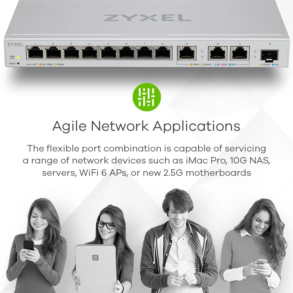 Zyxel Web-Managed Multi-Gigabit Switch mit 12 Ports, Davon 3 mit 10G und 1 mit 10G SFP+ [XGS1250-12] - Image 2