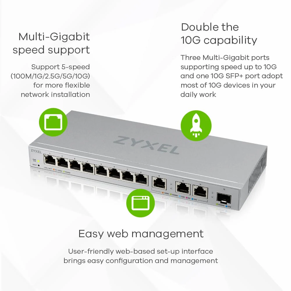 Zyxel Web-Managed Multi-Gigabit Switch mit 12 Ports, Davon 3 mit 10G und 1 mit 10G SFP+ [XGS1250-12] - Image 3