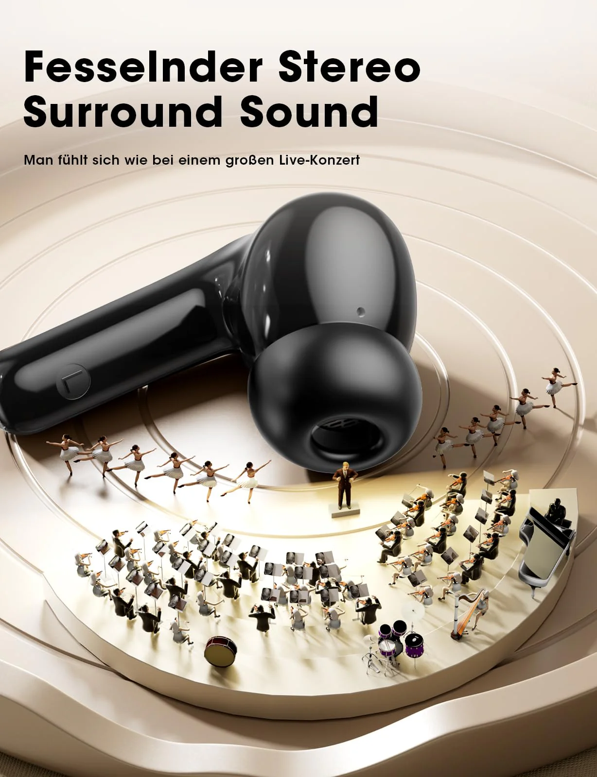 ZZU Bluetooth Kopfhörer,In Ear Kopfhörer Kabellos Bluetooth 5.3 mit HiFi Stereo,4 ENC Noise Cancelling Mic 48 std Spielzeit LED-Anzeige,IPX7 Ohrhörer mit AI für iPhone Android Arbeit und Studium - Image 2