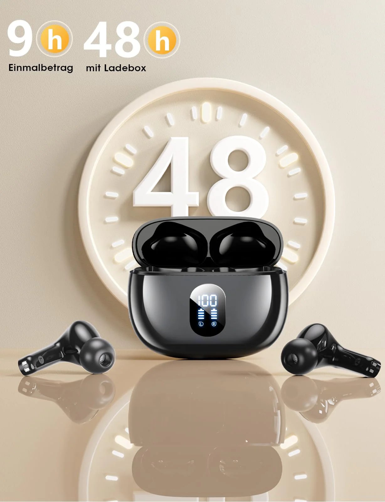 ZZU Bluetooth Kopfhörer,In Ear Kopfhörer Kabellos Bluetooth 5.3 mit HiFi Stereo,4 ENC Noise Cancelling Mic 48 std Spielzeit LED-Anzeige,IPX7 Ohrhörer mit AI für iPhone Android Arbeit und Studium - Image 3